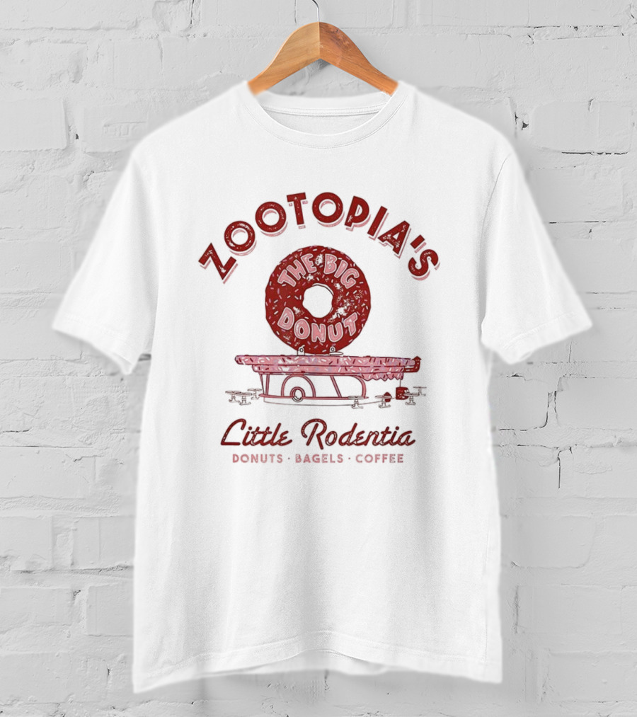 Zootopia's The Big Donut Little Rodentia Donuts Bagels Coffee T-Shirt