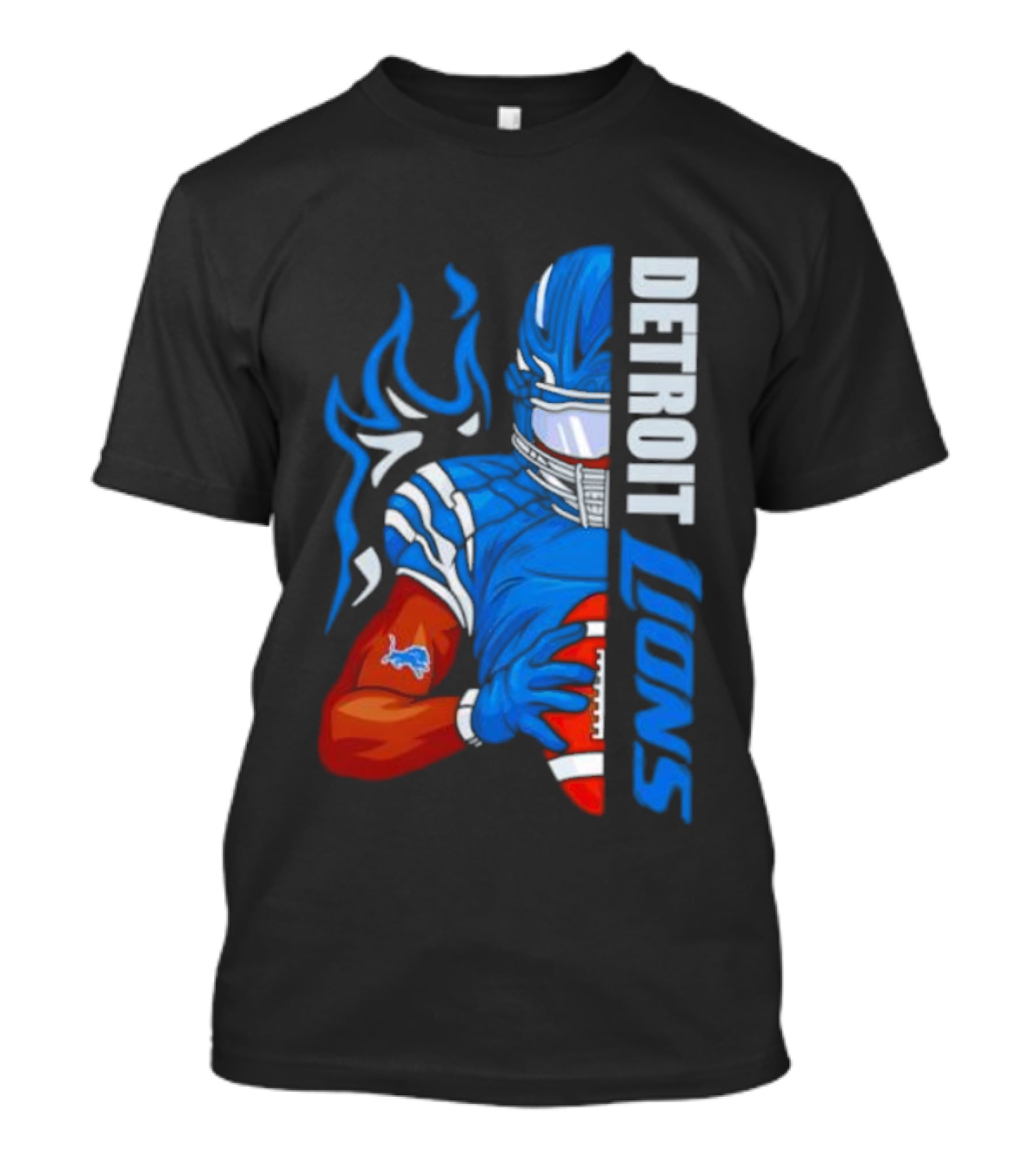 Detroit Lions Ball Football Player Stylish Half Blue T-Shirt