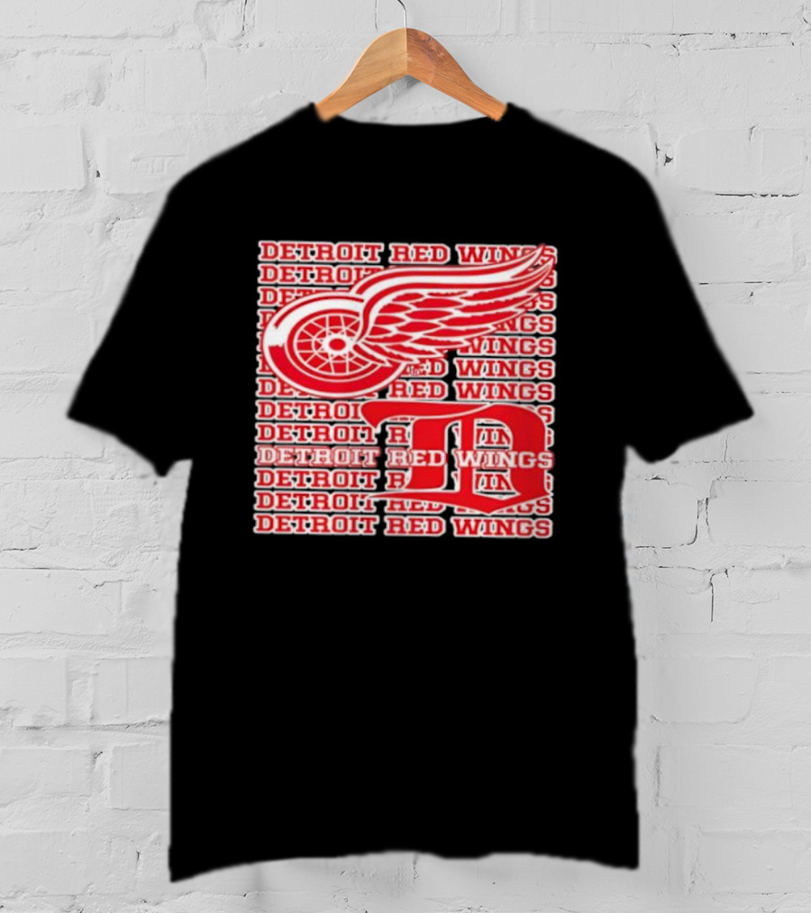 Detroit Red Wings Iconic Winged Wheel Logo Detroit D Red Wings Win T-Shirt
