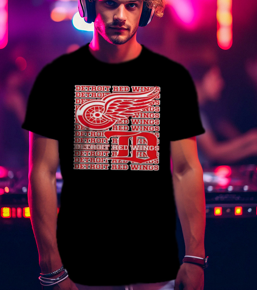 Detroit Red Wings Iconic Winged Wheel Logo Detroit D Red Wings Win T-Shirt