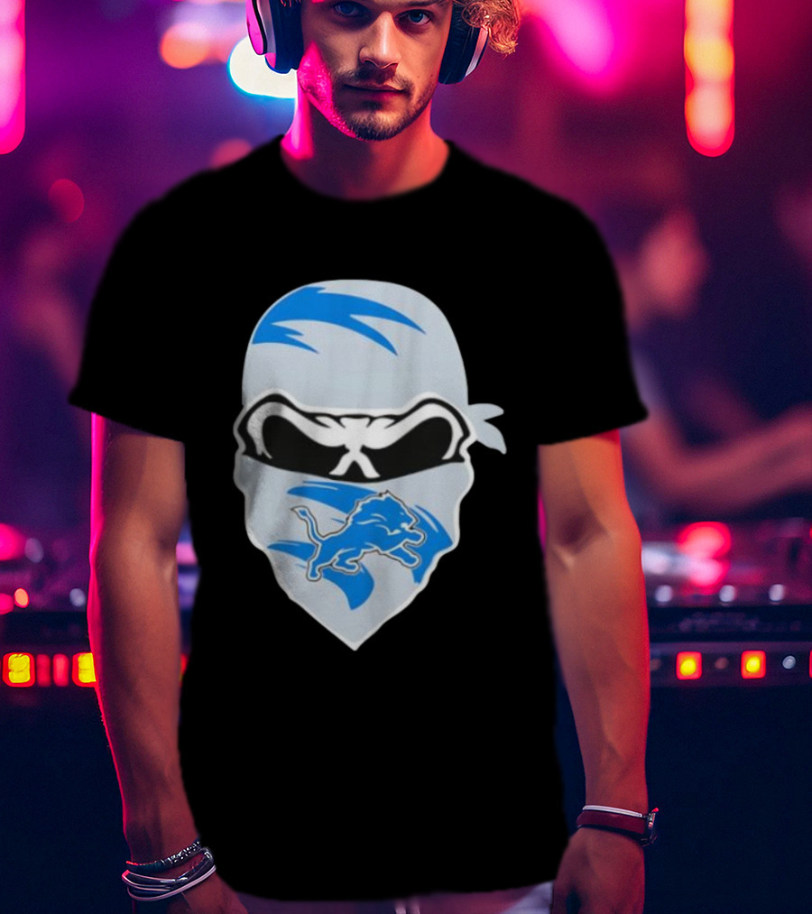 Bandana Man Detroit Lions Skull Stylish T-Shirt