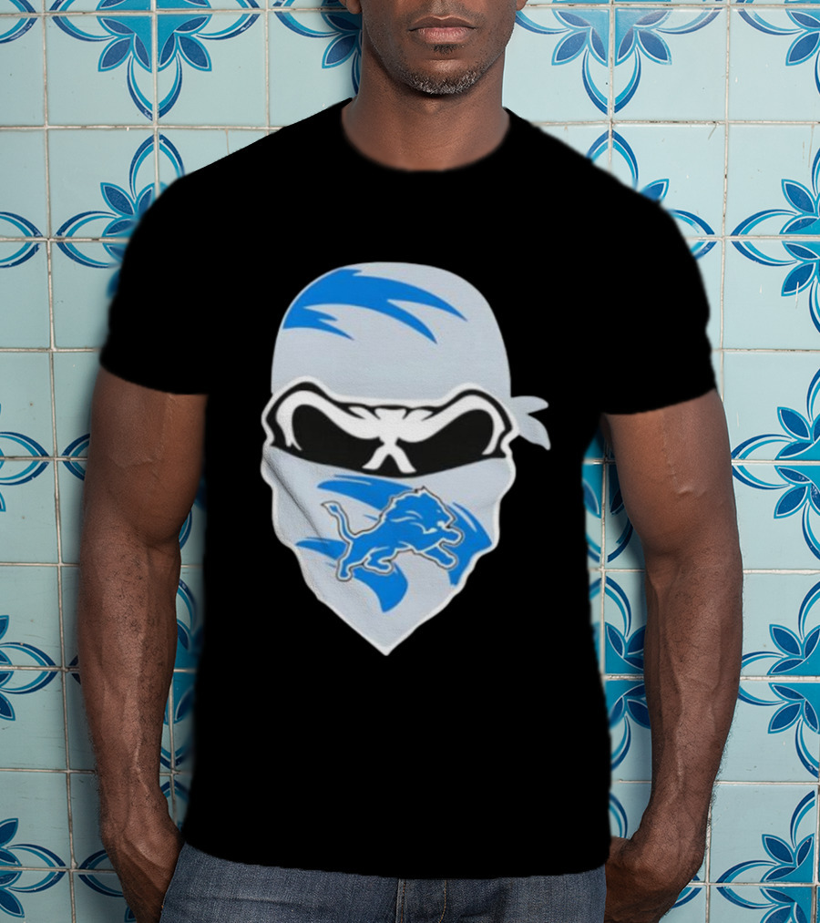 Bandana Man Detroit Lions Skull Stylish T-Shirt