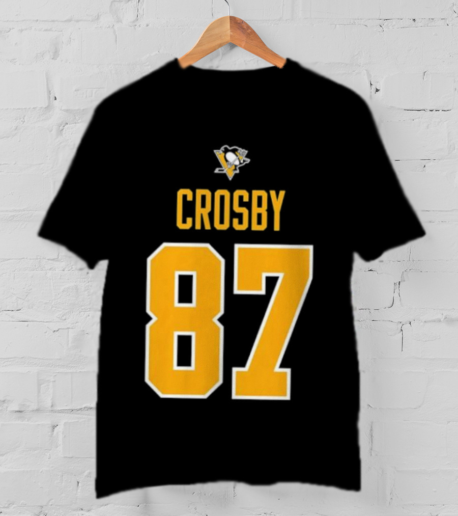 Crosby 87 Black Pittsburgh Penguins Stylish T-Shirt