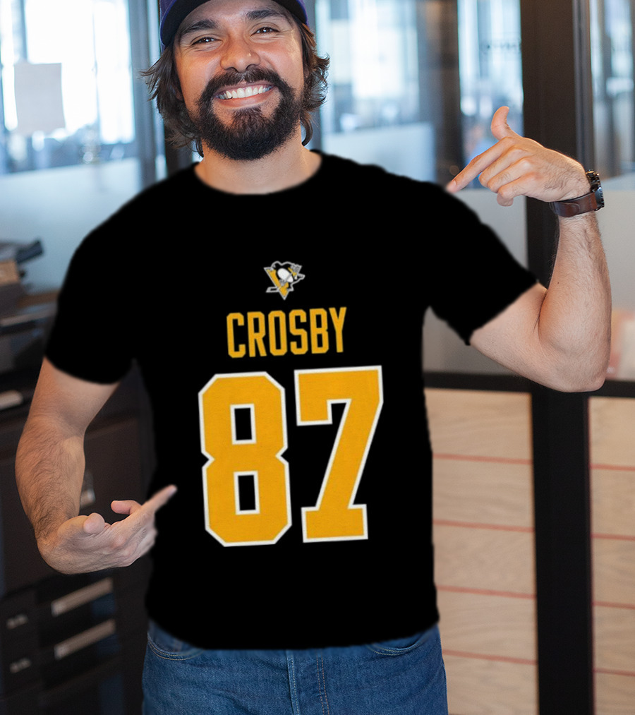 Crosby 87 Black Pittsburgh Penguins Stylish T-Shirt