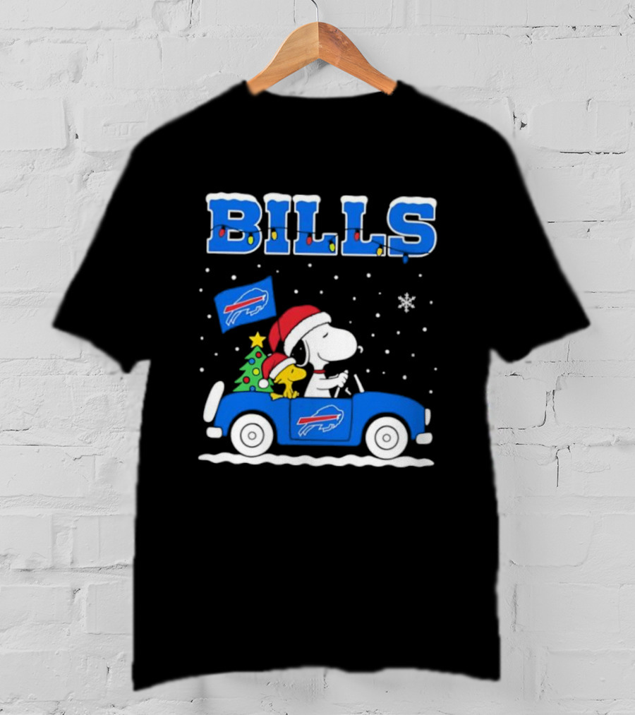 Buffalo Bills Christmas Snoopy Woodstock Santa Car Holiday Snow T-Shirt