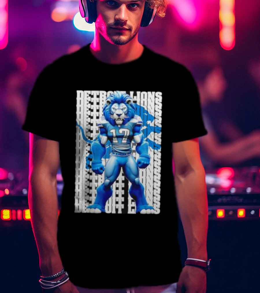 Detroit Lions Big Lion 17 Bold Blue Fan Apparel T-Shirt