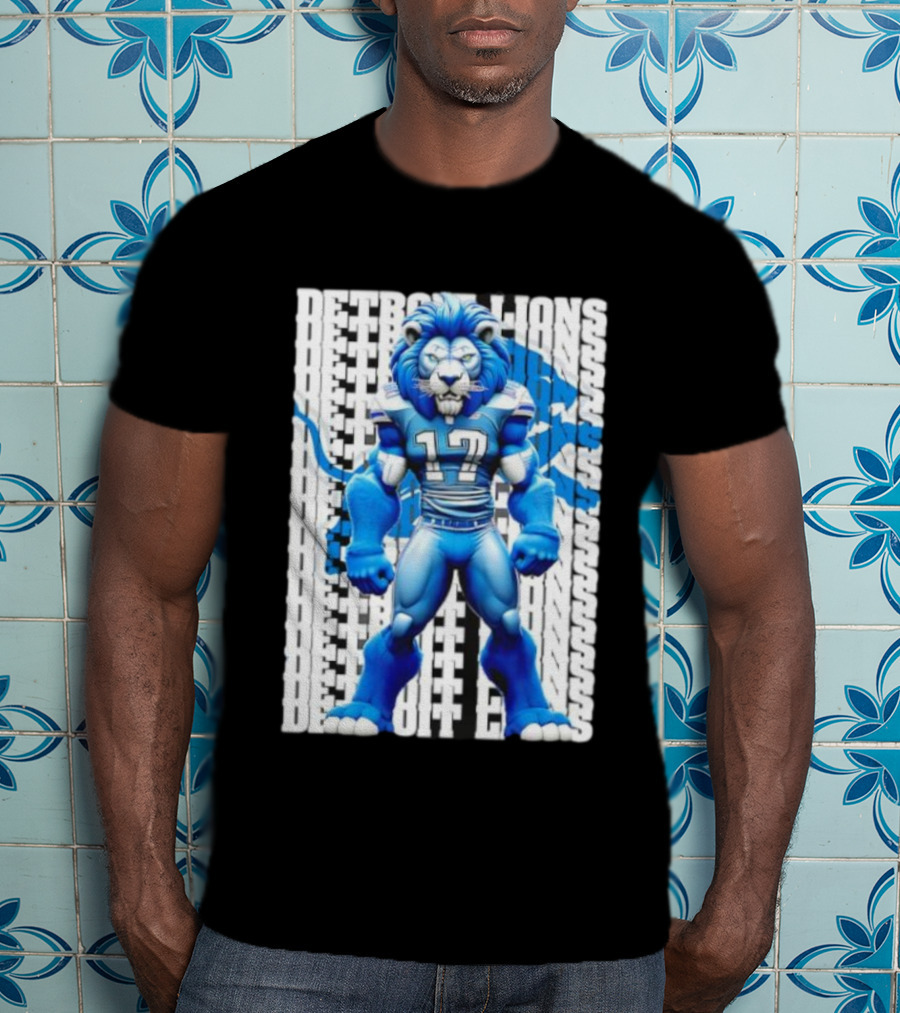 Detroit Lions Big Lion 17 Bold Blue Fan Apparel T-Shirt
