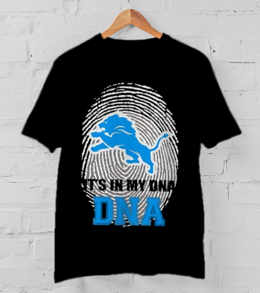 Detroit Lions It's In My DNA Fingerprint Lion Logo T-Shirt
