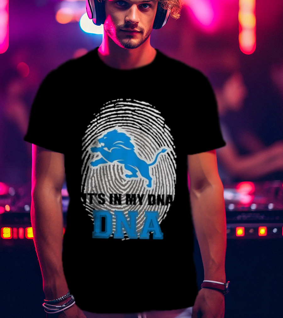 Detroit Lions It's In My DNA Fingerprint Lion Logo T-Shirt