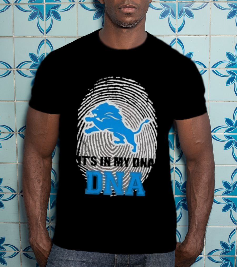 Detroit Lions It's In My DNA Fingerprint Lion Logo T-Shirt