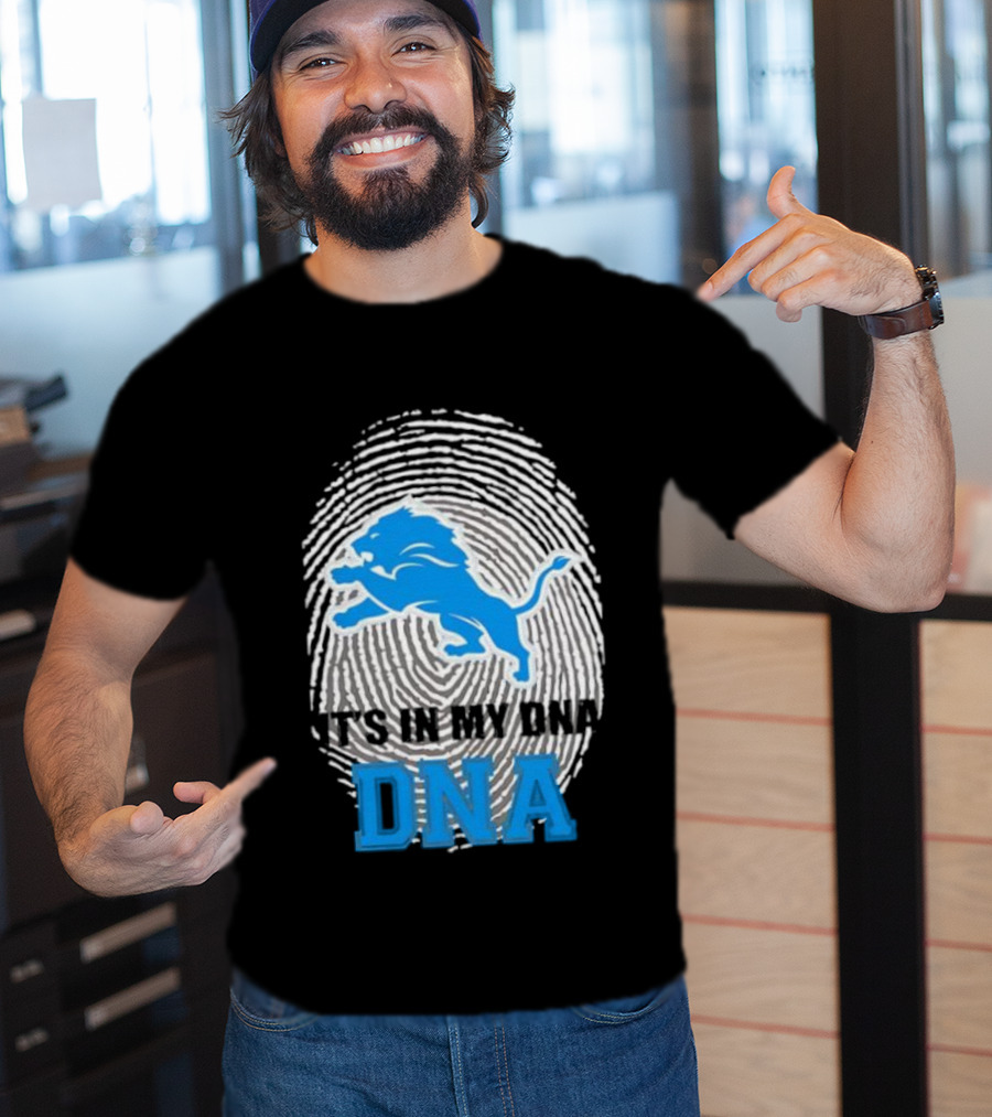 Detroit Lions It's In My DNA Fingerprint Lion Logo T-Shirt