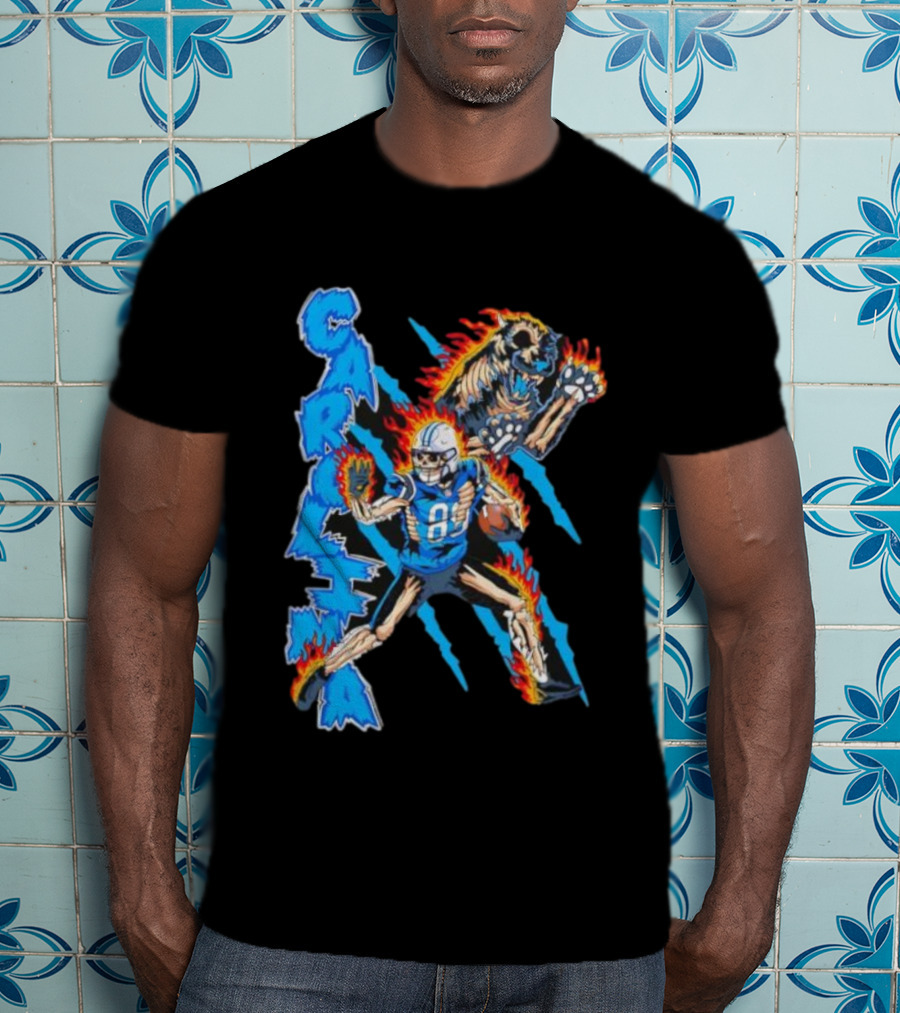 Carolina Panthers Skeleton 88 Fireball And Growling Panther T-Shirt