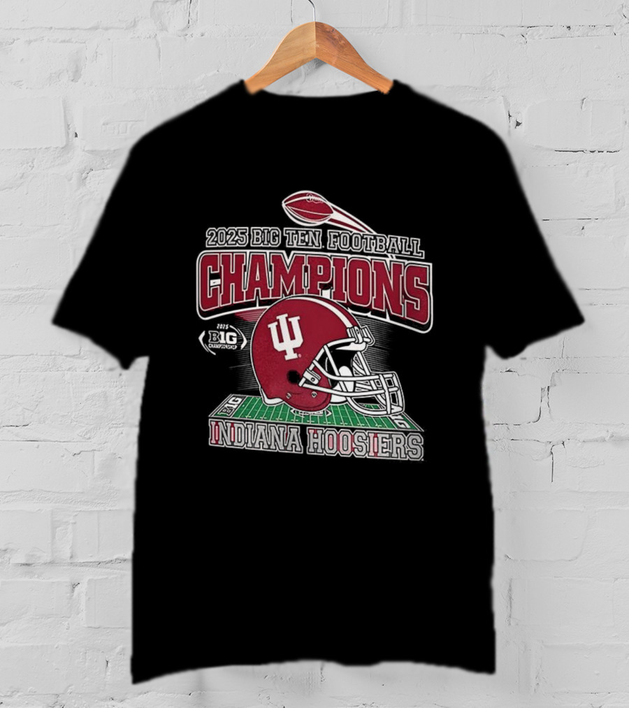 Indiana Hoosiers 2025 Big Ten Football Champions IU Helmet T-Shirt