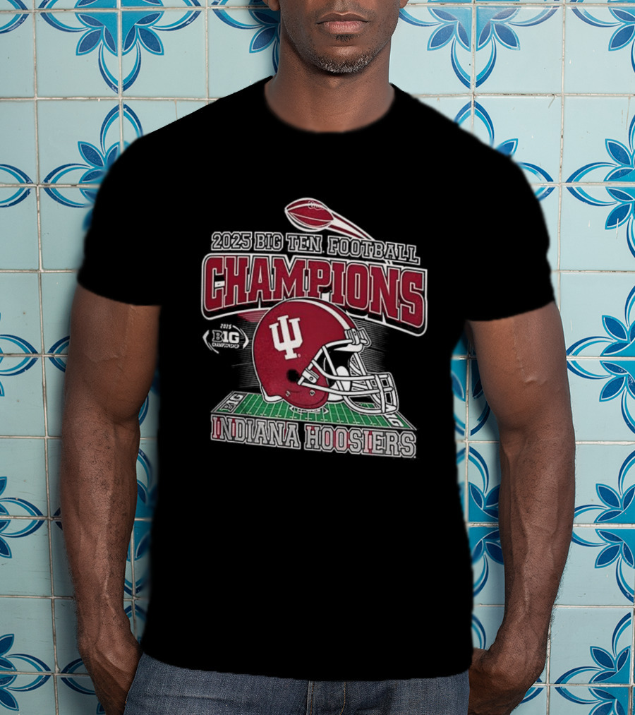 Indiana Hoosiers 2025 Big Ten Football Champions IU Helmet T-Shirt