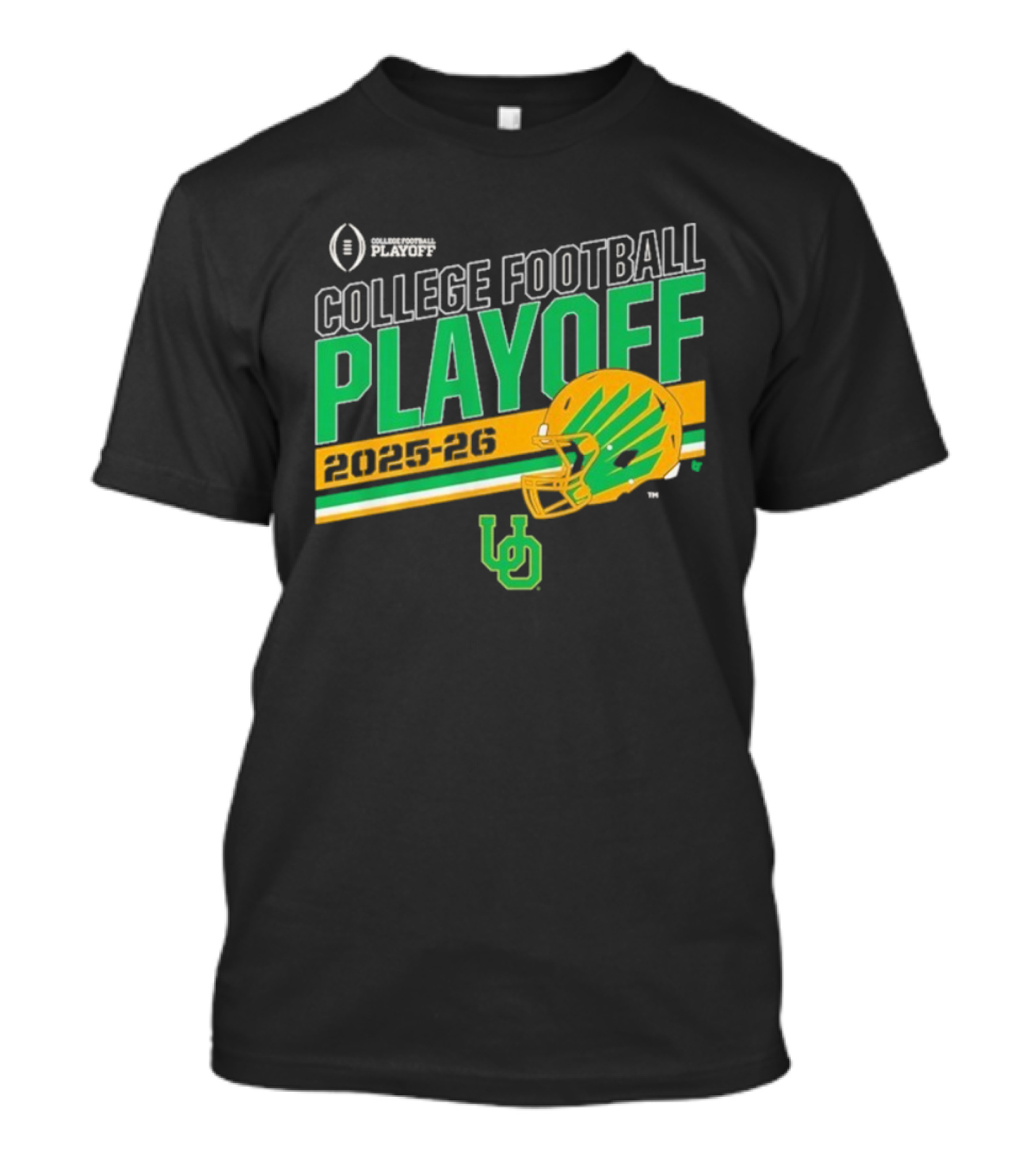 Oregon Ducks 2025 2026 College Football Playoff Helmet Logo Stripe UO T-Shirt