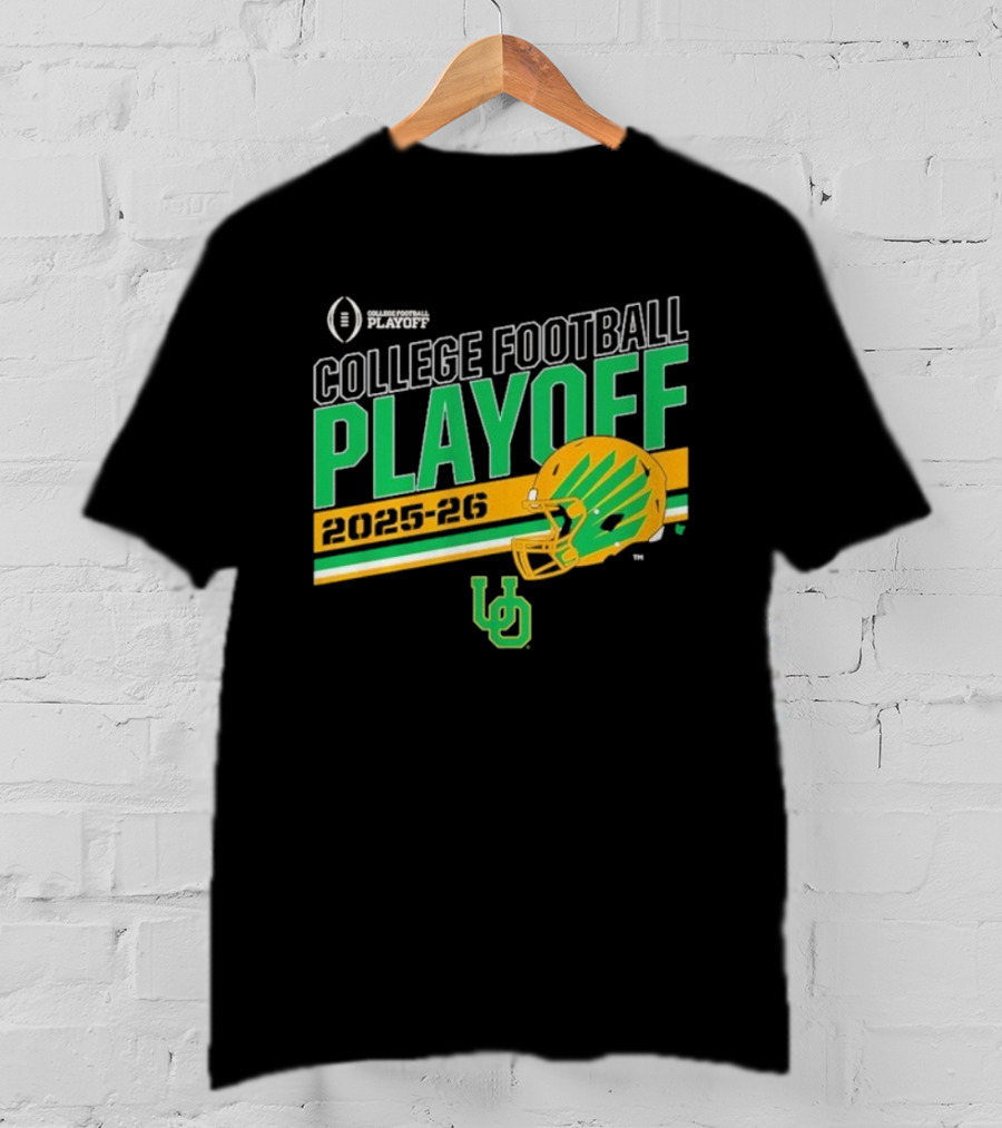 Oregon Ducks 2025 2026 College Football Playoff Helmet Logo Stripe UO T-Shirt