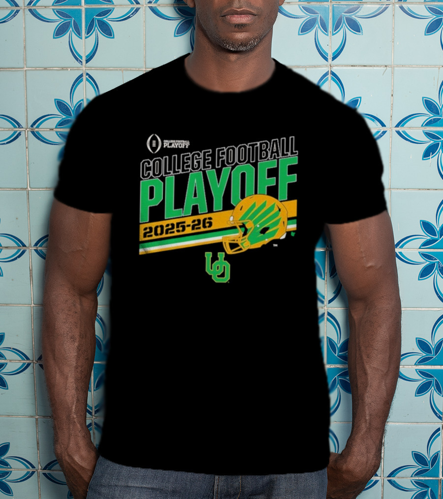 Oregon Ducks 2025 2026 College Football Playoff Helmet Logo Stripe UO T-Shirt