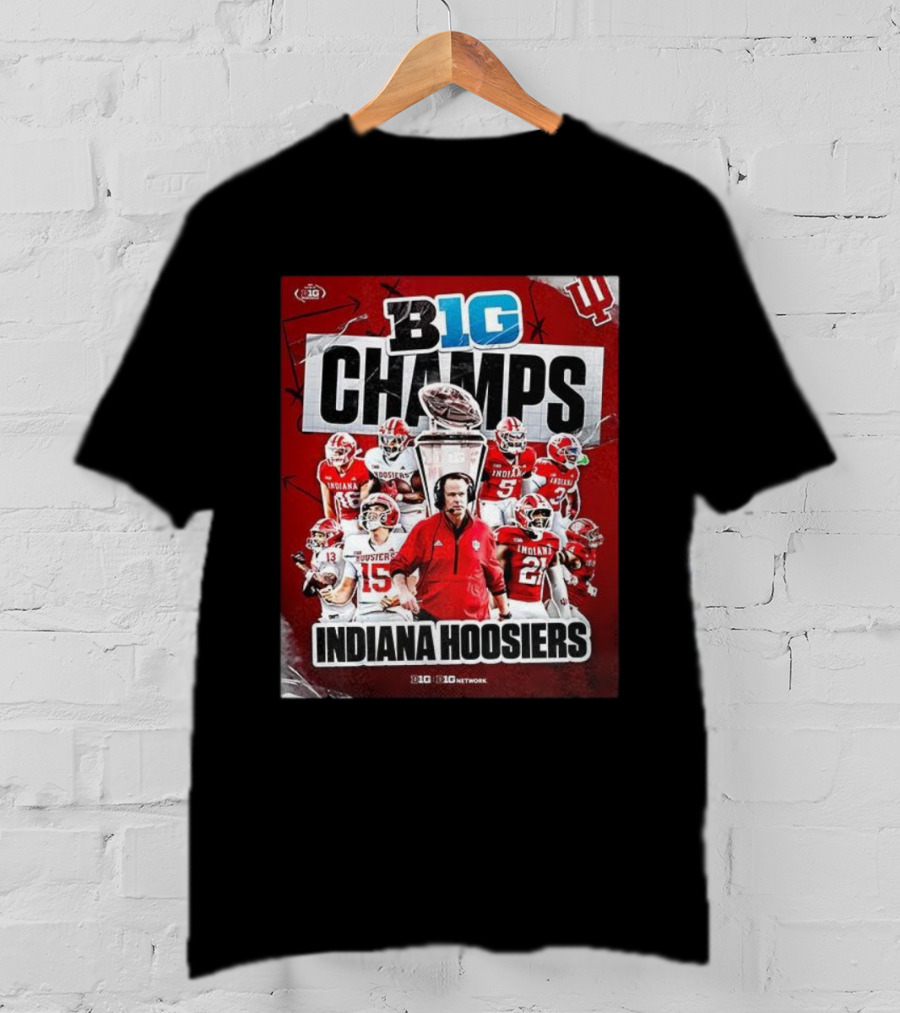 B1G Champs Indiana Hoosiers Football Team 2025 Victory T-Shirt
