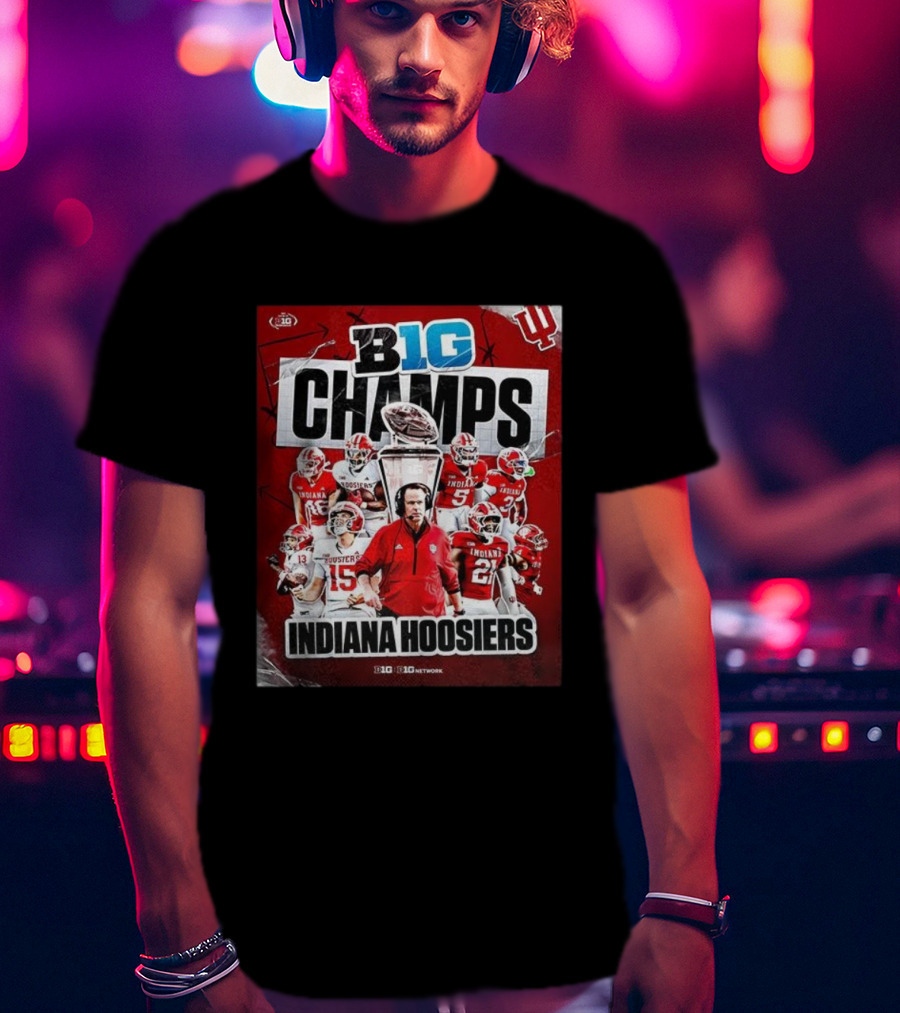 B1G Champs Indiana Hoosiers Football Team 2025 Victory T-Shirt