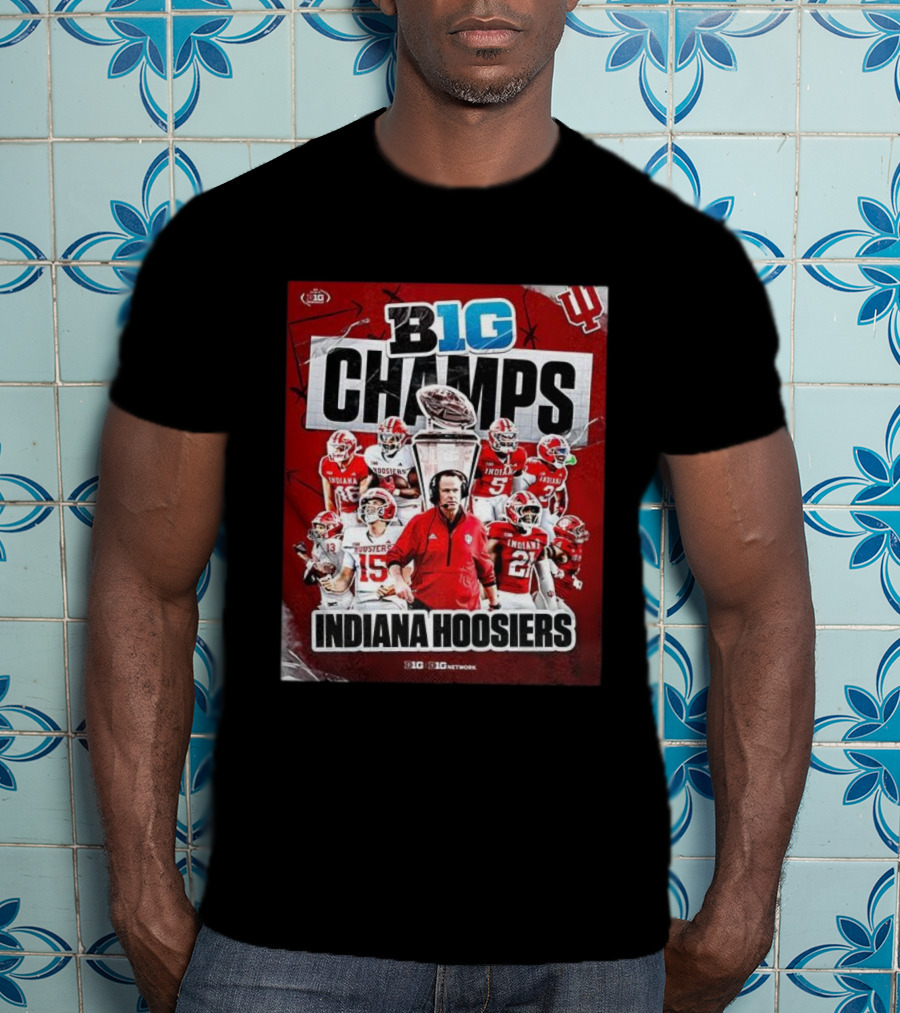 B1G Champs Indiana Hoosiers Football Team 2025 Victory T-Shirt