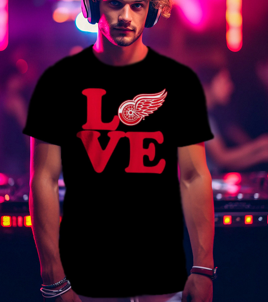 LOVE Detroit Red Wings Red Wings Stylish Iconic Fan Design T-Shirt
