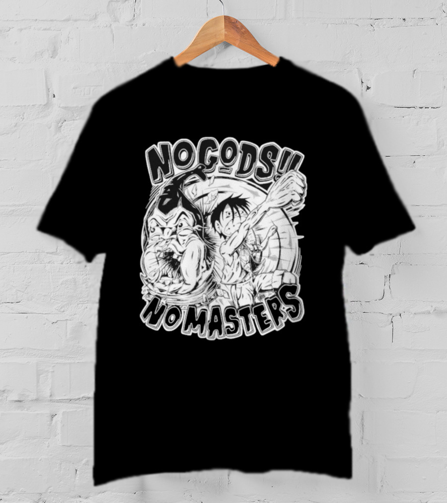 Luffy No Gods No Masters Powerful Artwork T-Shirt