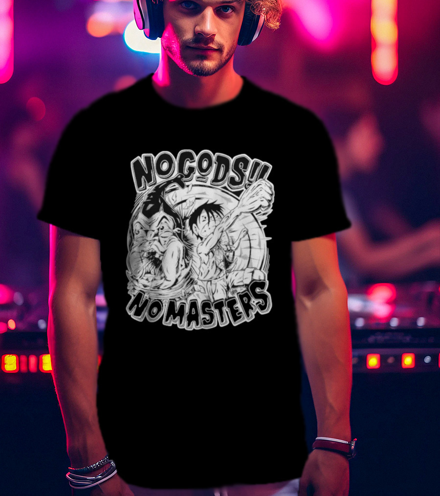 Luffy No Gods No Masters Powerful Artwork T-Shirt