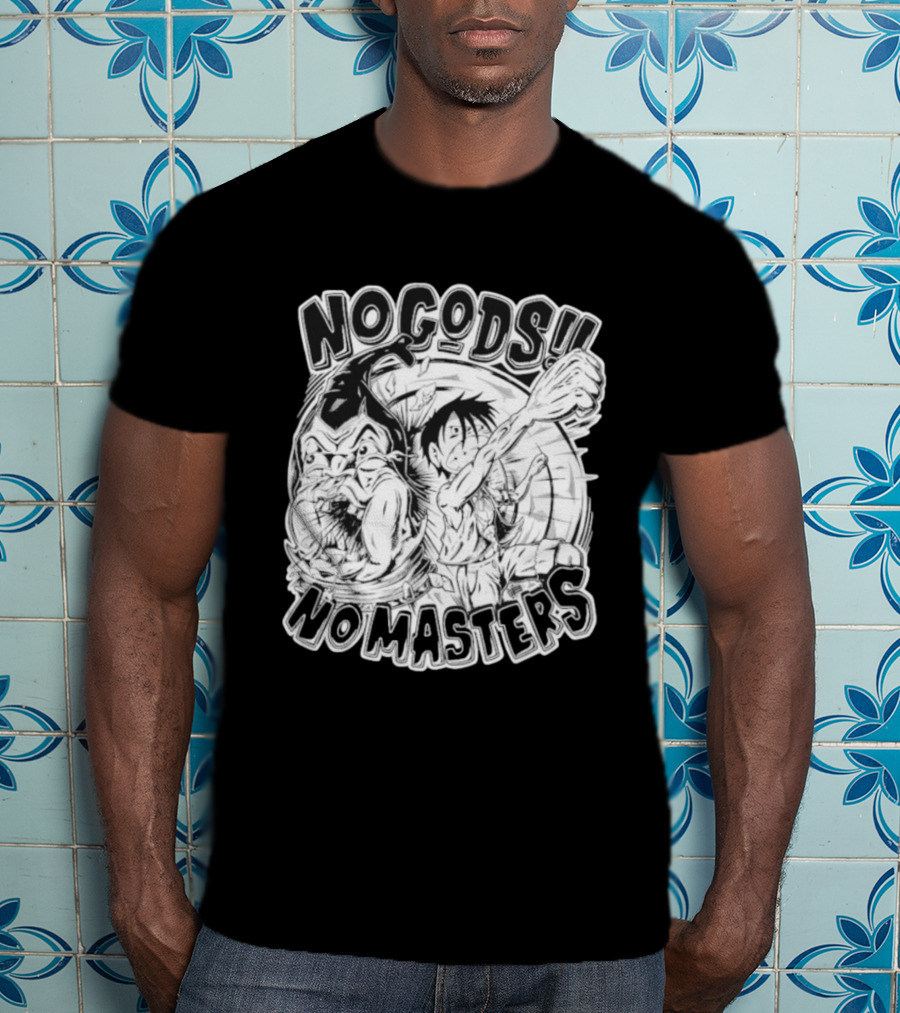 Luffy No Gods No Masters Powerful Artwork T-Shirt