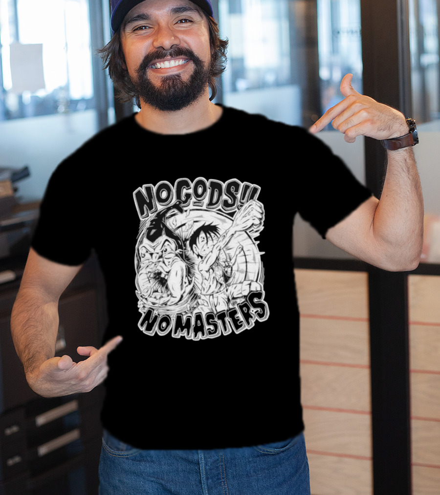 Luffy No Gods No Masters Powerful Artwork T-Shirt
