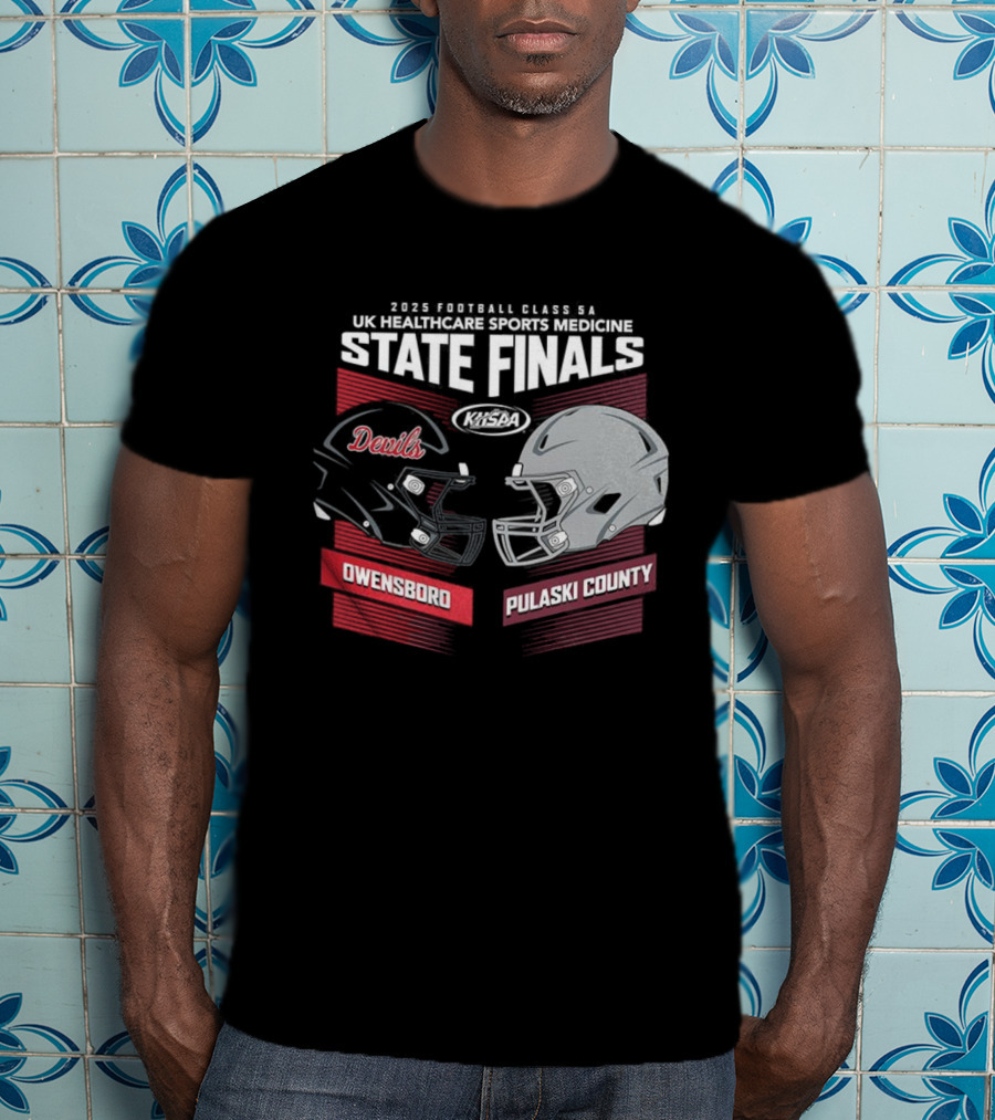 Owensboro Devils Vs Pulaski County 2025 KHSAA State Finals Football Helmets UK Kroger Field T-Shirt