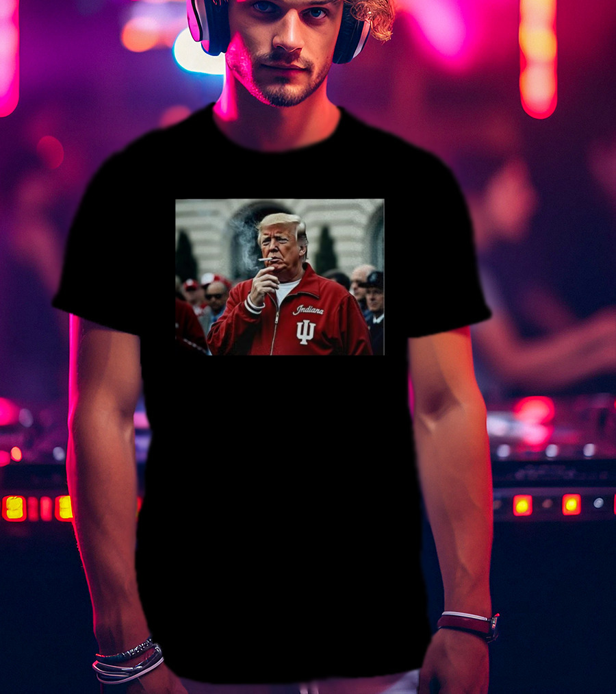 Indiana Hoosiers Trump Smoking Football Meme T-Shirt
