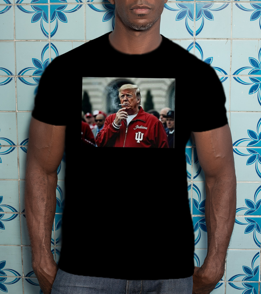 Indiana Hoosiers Trump Smoking Football Meme T-Shirt