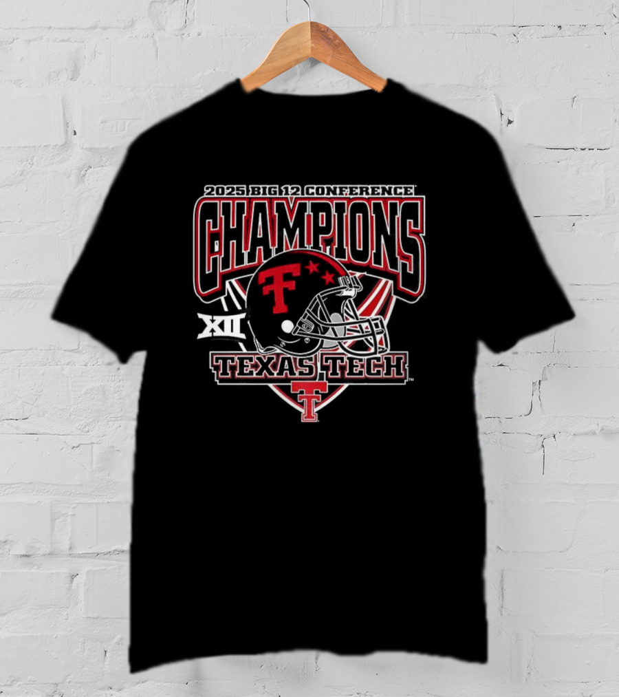 Texas Tech Red Raiders 2025 Big 12 Champions Helmet T-Shirt