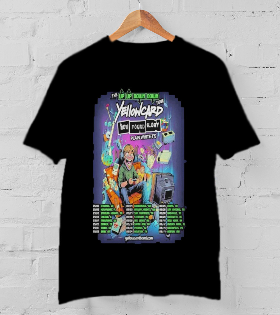 Yellowcard The Up Up Down Down Tour 2026 New Found Glory Plain White T's Dates And Locations T-Shirt