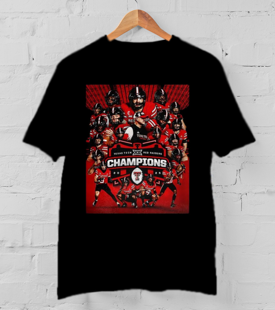 Texas Tech Red Raiders BIG 12 Champions 2025 Football Team Victory T-Shirt