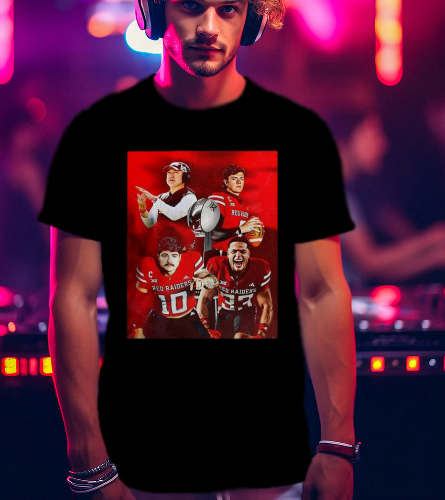 Texas Tech Red Raiders Football Big 12 Championship Players And Coaches With Trophy And Ball T-Shirt