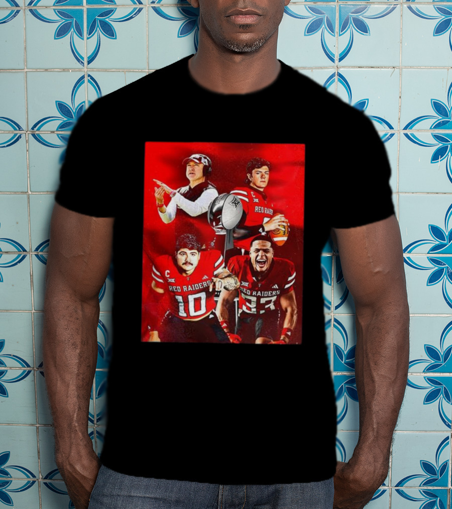Texas Tech Red Raiders Football Big 12 Championship Players And Coaches With Trophy And Ball T-Shirt