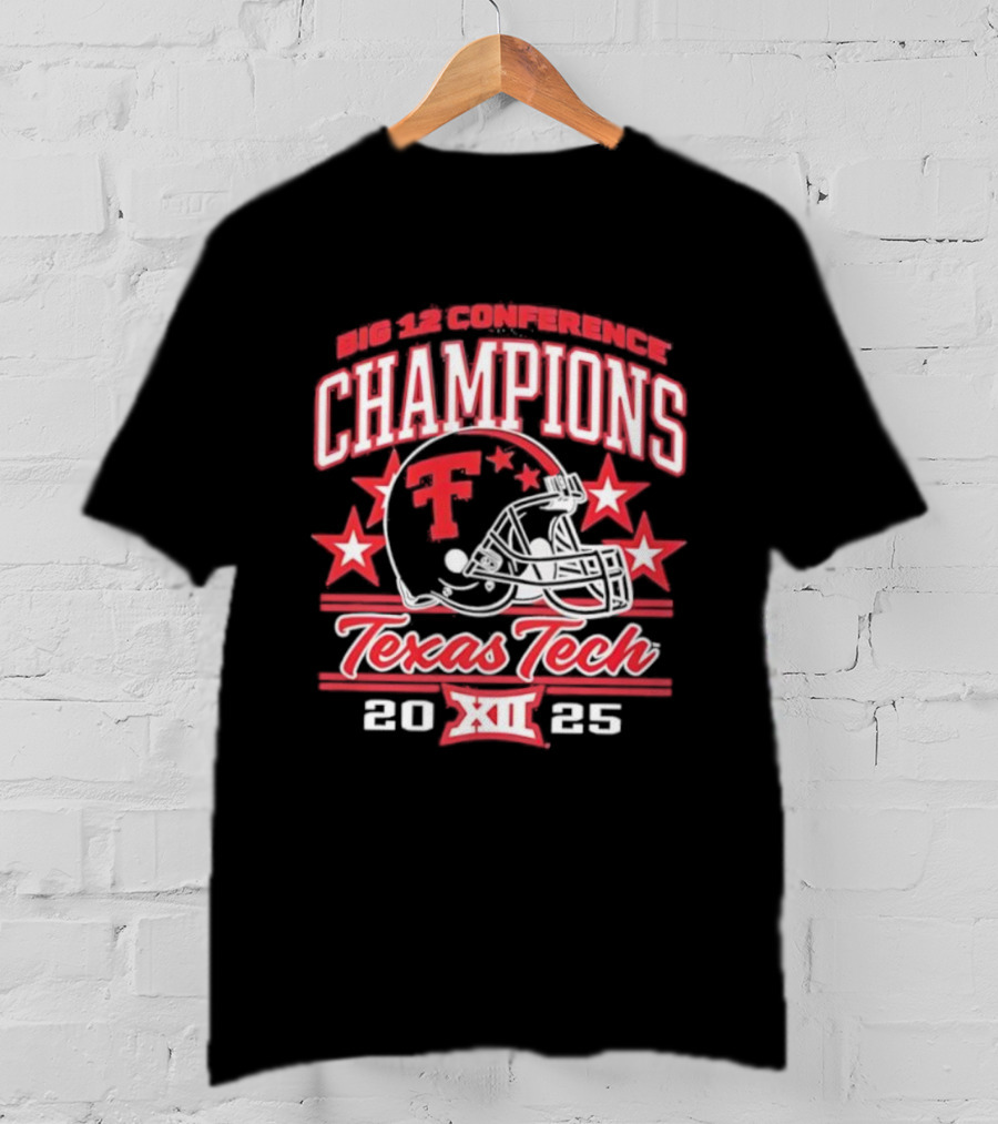 Texas Tech Red Raiders 2025 Big 12 Champions Football Helmet T-Shirt