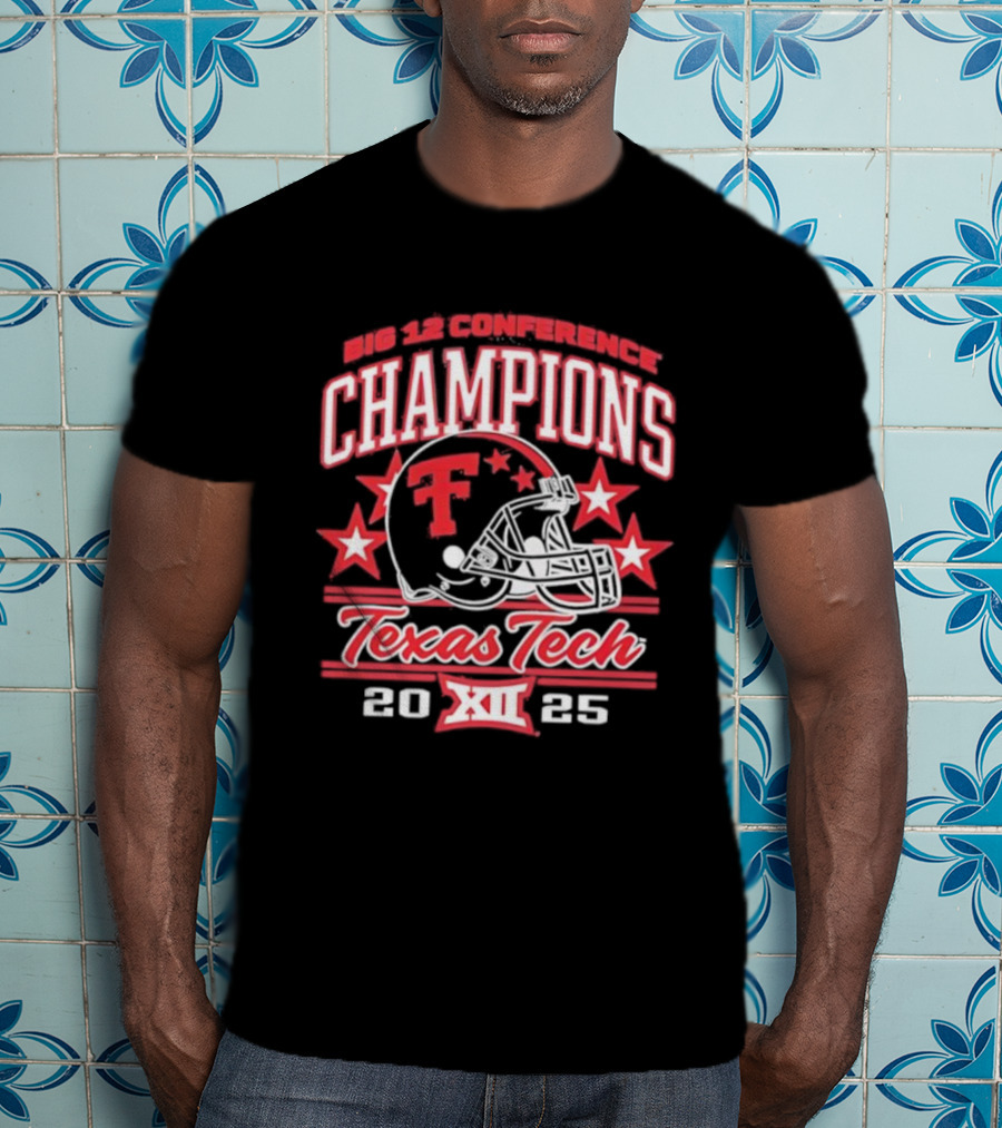 Texas Tech Red Raiders 2025 Big 12 Champions Football Helmet T-Shirt