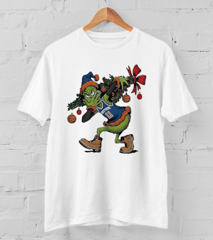 Grinch X Jalen Brunson 3 Point Celebration Christmas Knicks Basketball Holiday T-Shirt