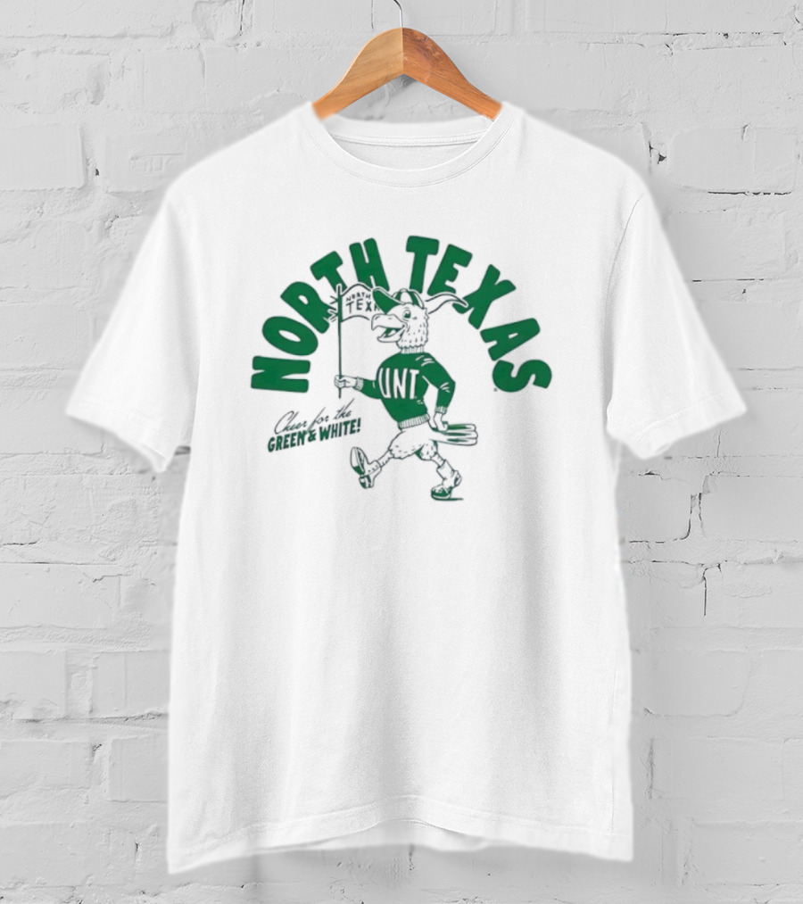North Texas Mean Green Vintage Eagle Mascot Supporting Green And White T-Shirt