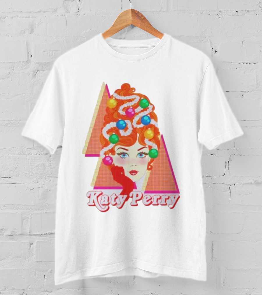 Katy Perry Christmas Candy Hair Design Merch T-Shirt