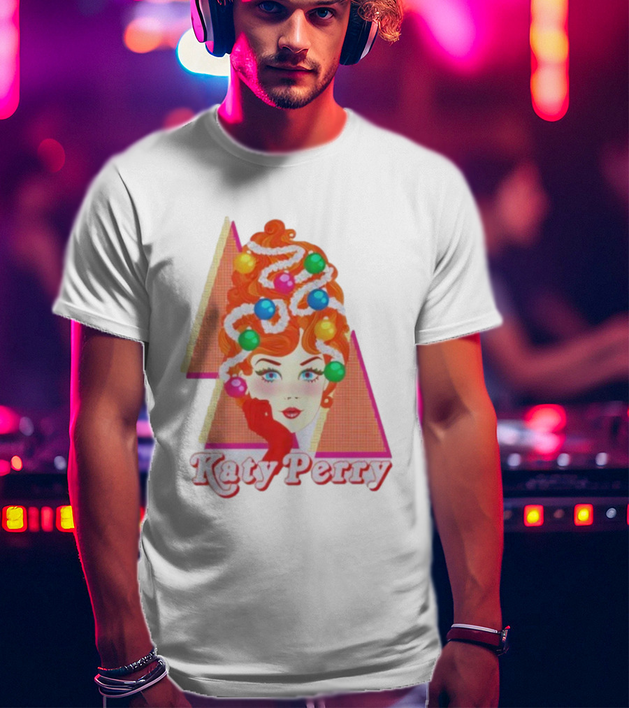 Katy Perry Christmas Candy Hair Design Merch T-Shirt