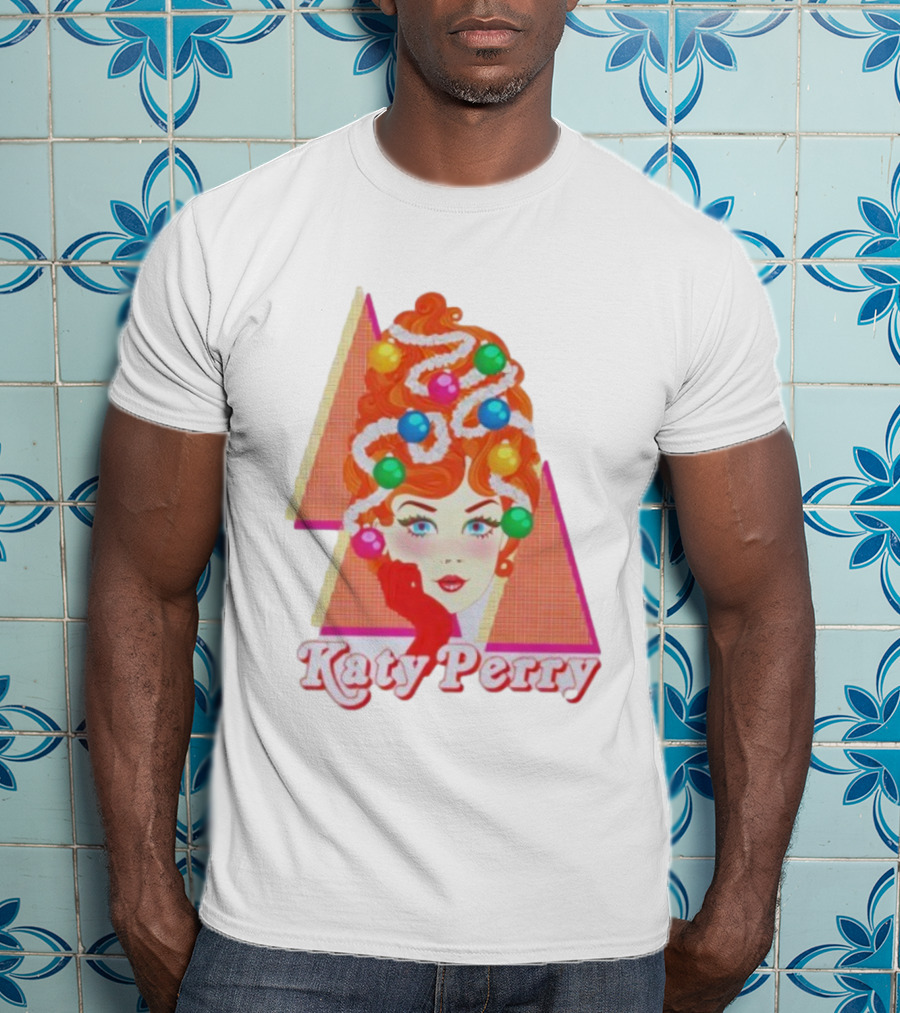 Katy Perry Christmas Candy Hair Design Merch T-Shirt