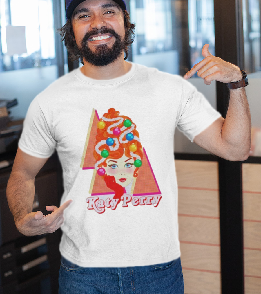 Katy Perry Christmas Candy Hair Design Merch T-Shirt