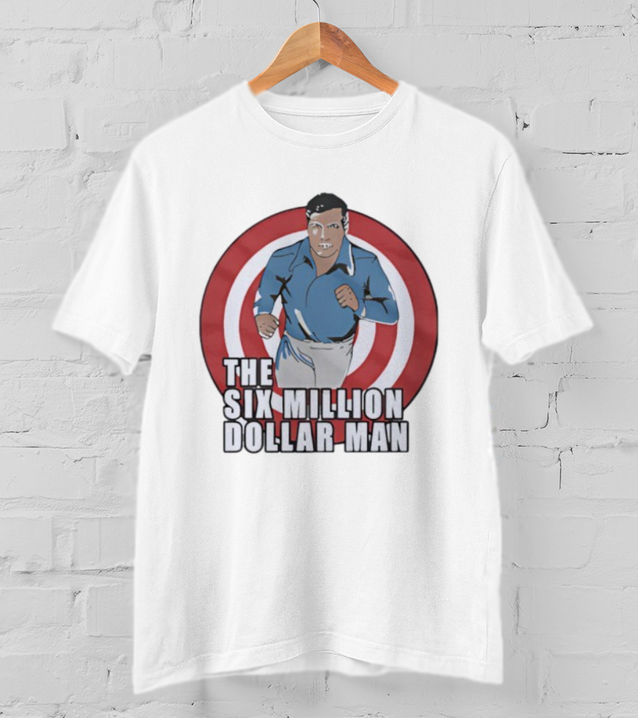 The Six Million Dollar Man Iconic Retro Style Red Target Background T-Shirt