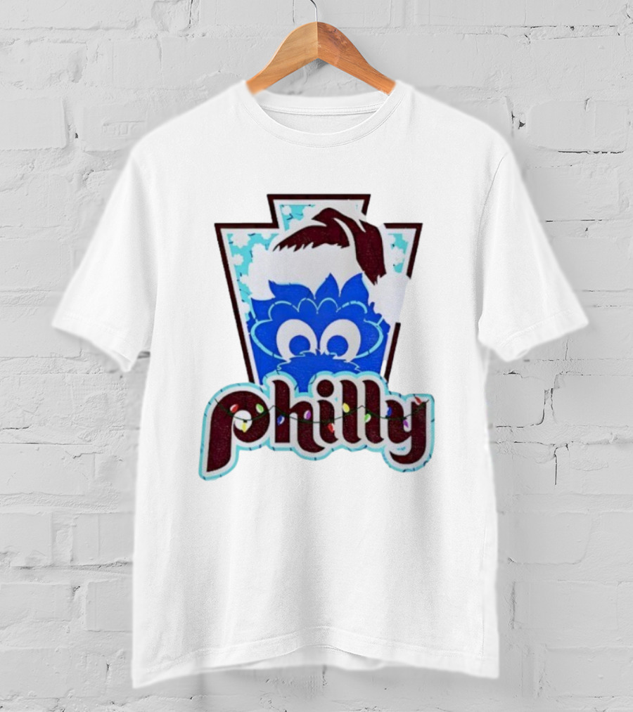 Philly Phanatic Santa Hat Christmas Philadelphia Phillies Holiday Fan Gear T-Shirt