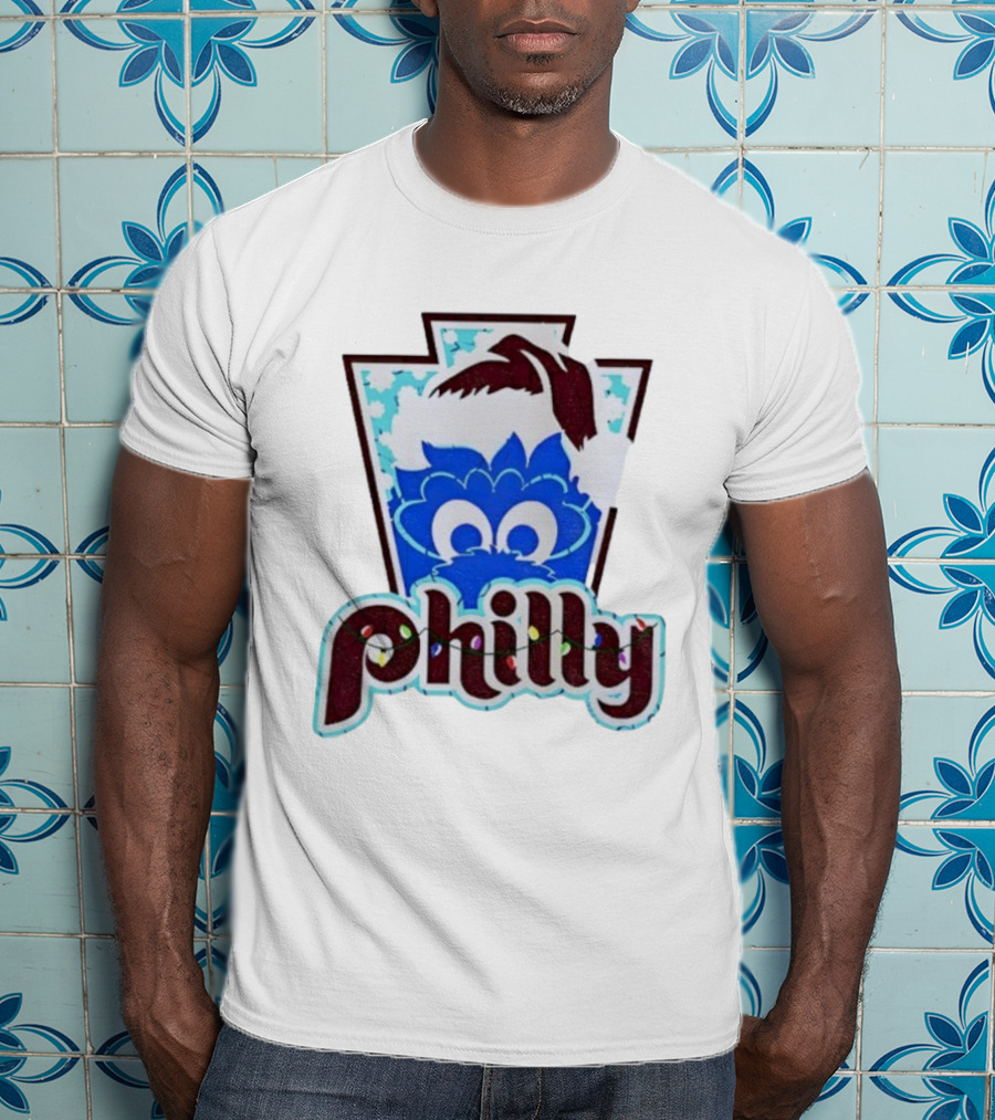 Philly Phanatic Santa Hat Christmas Philadelphia Phillies Holiday Fan Gear T-Shirt