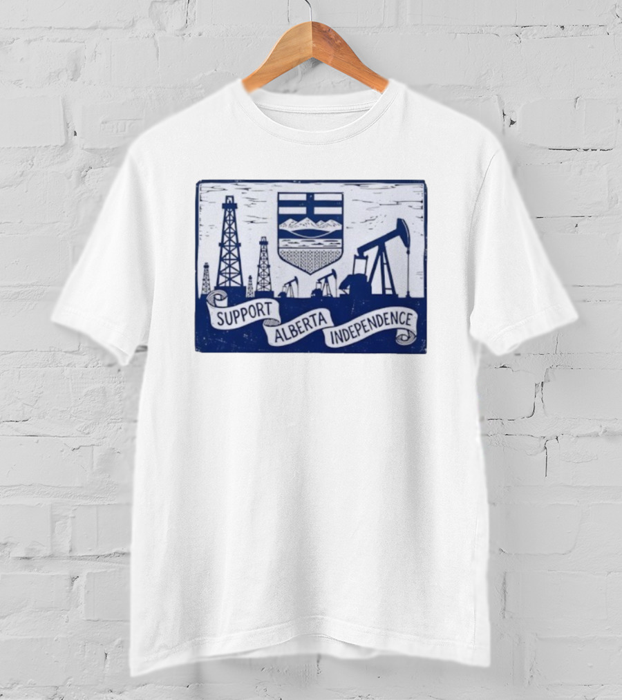 Support Alberta Independence Oil Rigs And Provincial Flag Symbol T-Shirt