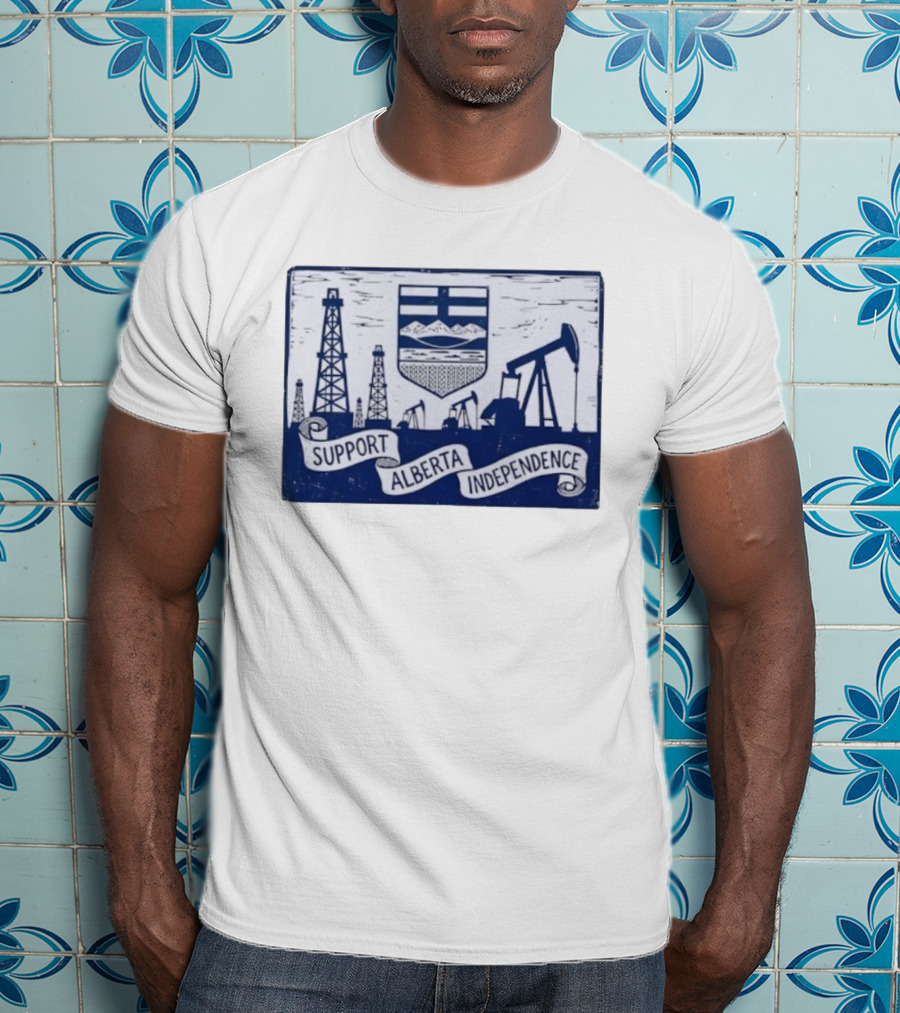 Support Alberta Independence Oil Rigs And Provincial Flag Symbol T-Shirt